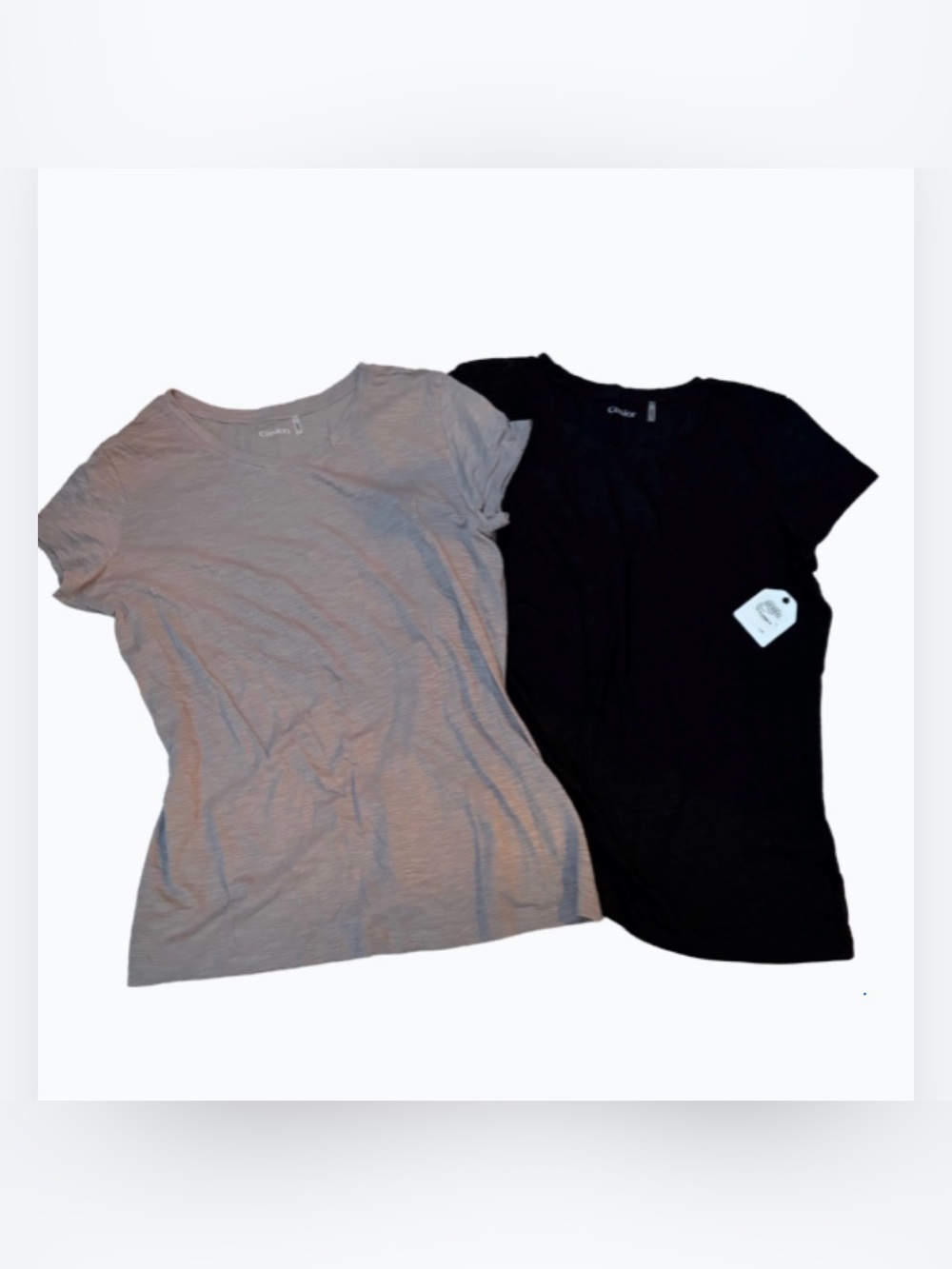 Nordstrom Caslon Lightweight Tees - Set of 2 Black and Beige Gray / Greige
